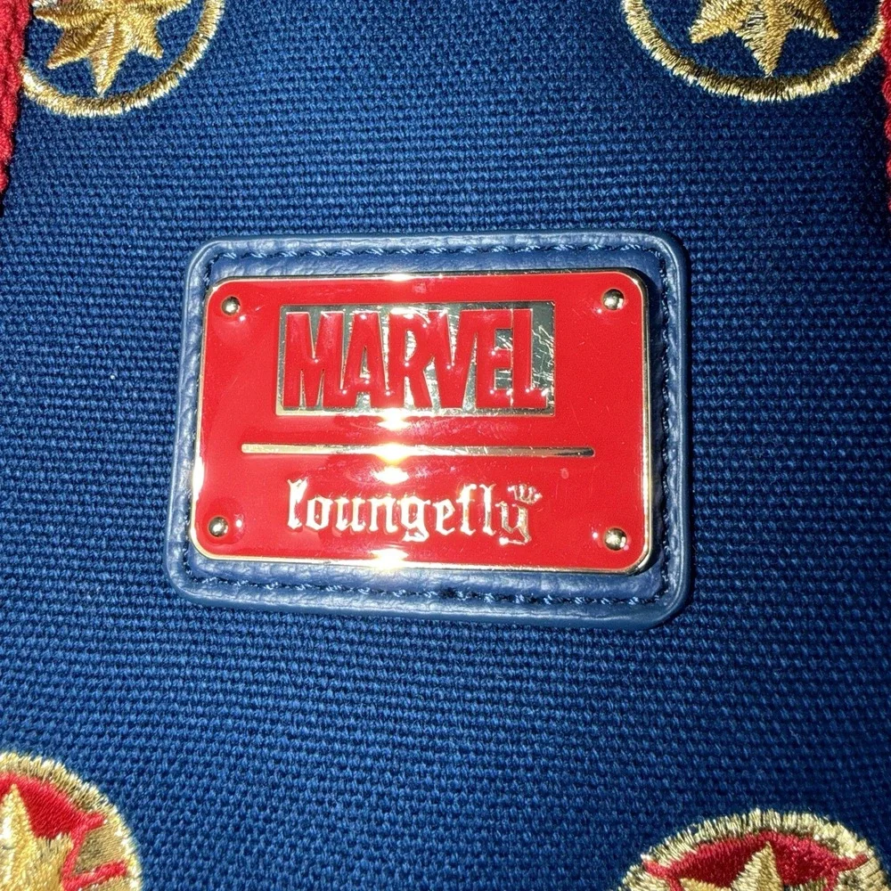 Marvel Loungefly Captain Marvel Mini Backpack Blue Red Gold‎ Embroidered Bag